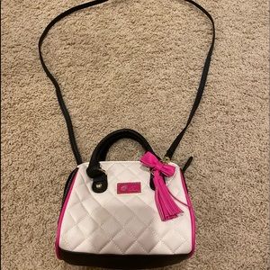 Mini White, Black, and Pink Betsey Johnson Purse